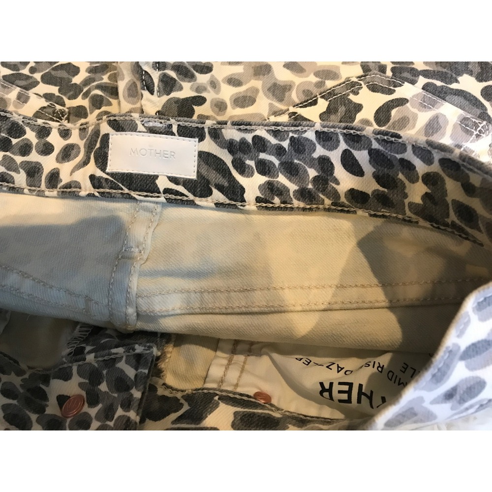 Mother The Mid Rise Dazzler Ankle Jeans Grey Leopard Print 28 - Picture 6 of 9